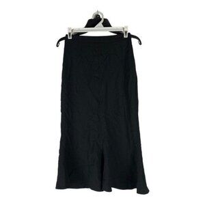 Zara Basic Black Midi Skirt XS Womens Polyester Flared Hem